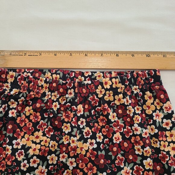 Derek Heart Floral Leggings Size 10 Black Red Yellow Stretch Pants Polyester - Picture 4 of 6